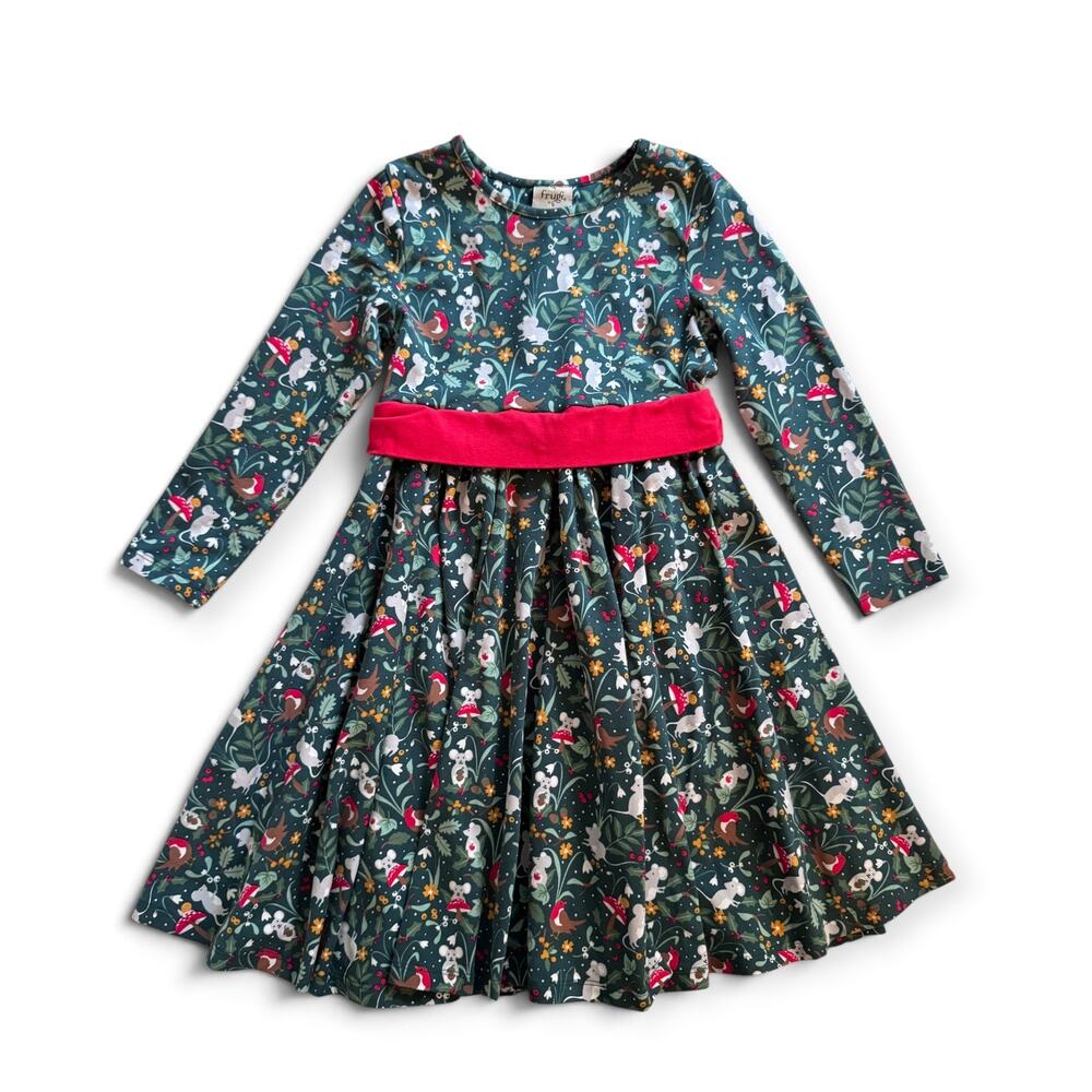 Frugi organic fir tree festive friends party skater dress